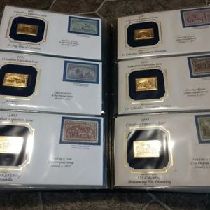 Lot of 2 huge books of Gold Replicas of US Stamps